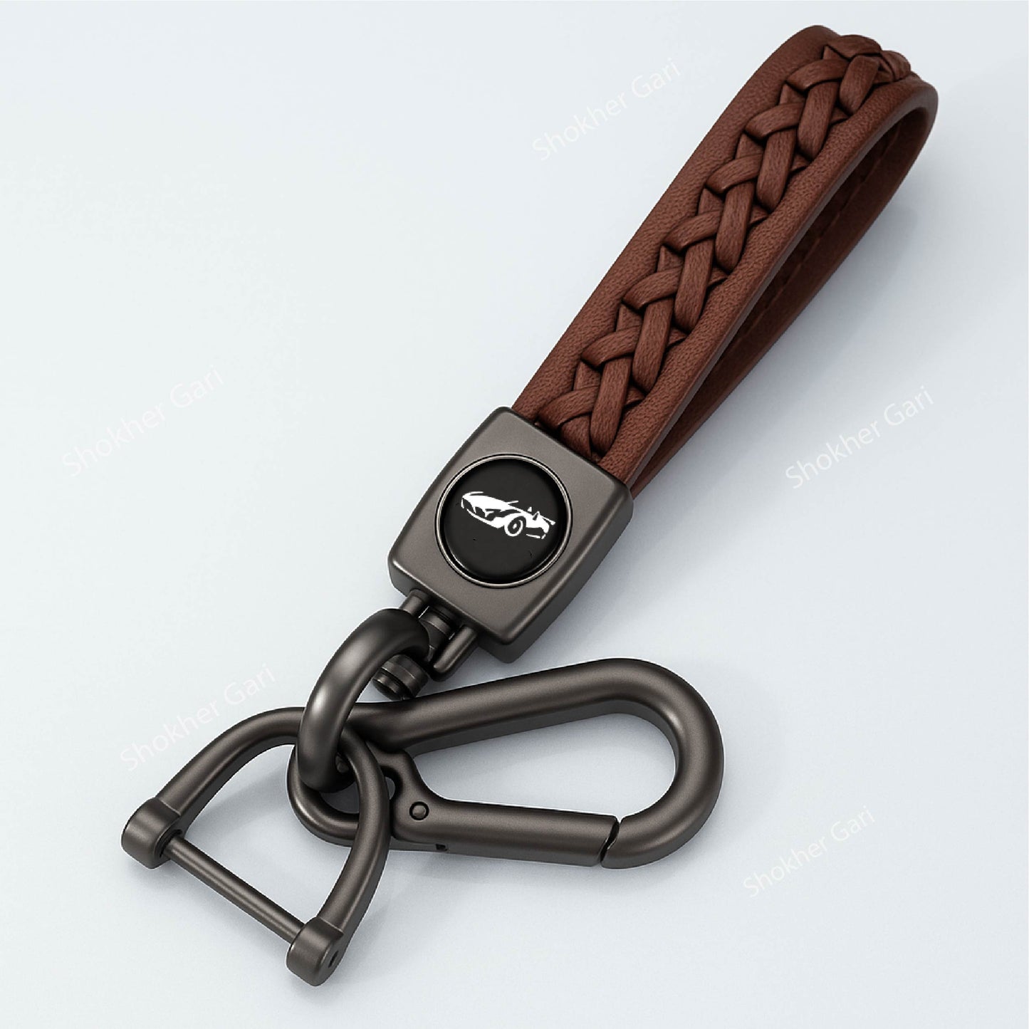 Beni Style Car Logo Keyring Artificial Leather - Coffee image
