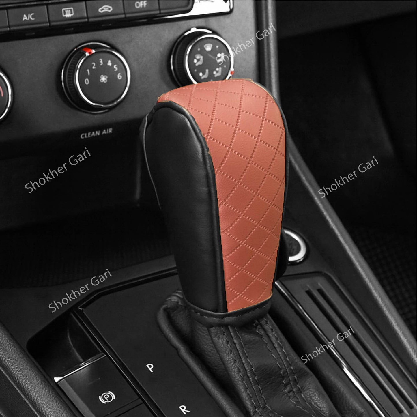 Car Gear Shift Handle Cover - Comfortable Gear Shifter Cover - Brown image