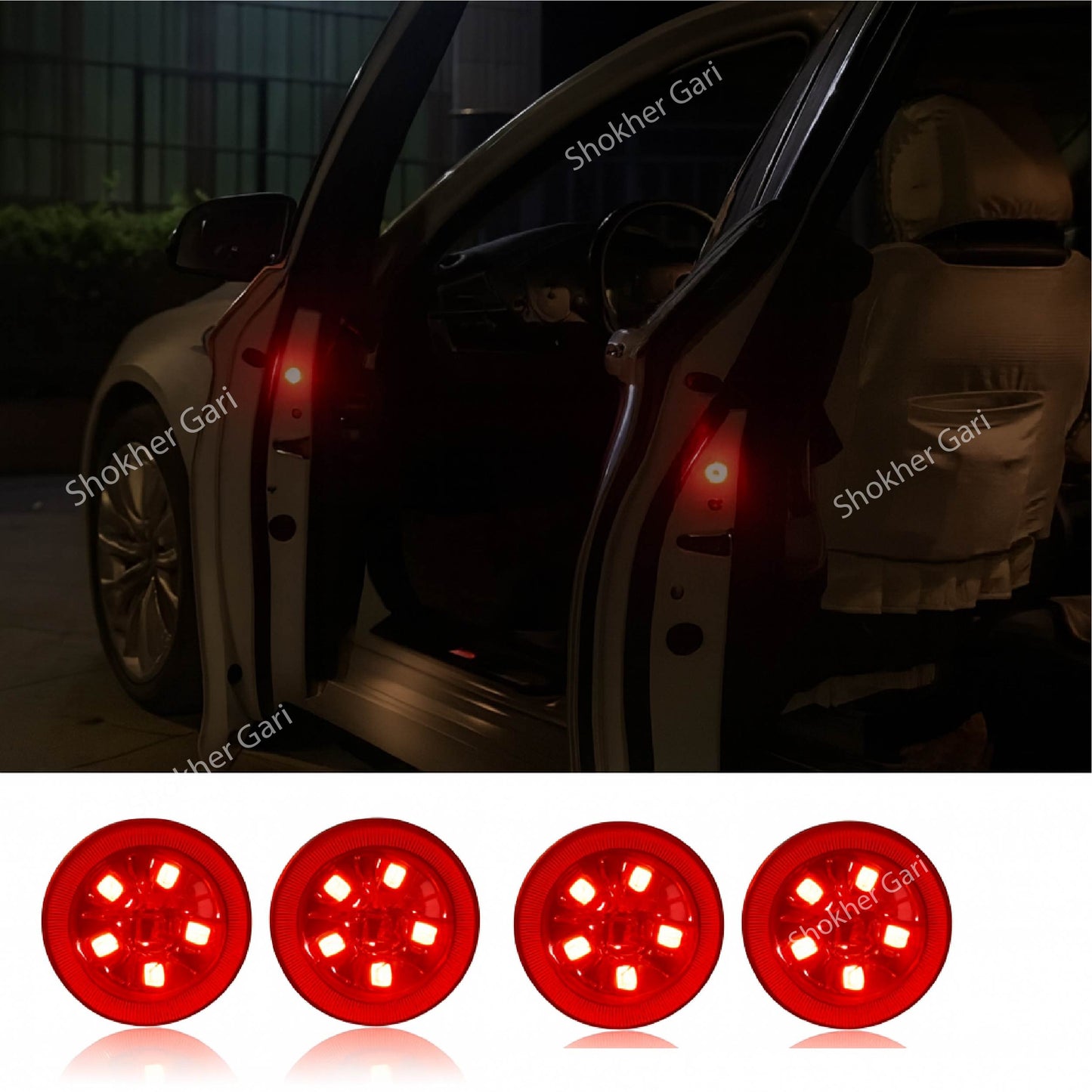 Gentle car door close indicator Low-impact auto door closing alert -Car door softly shutting light- 2 pieces and 4 piecs C...
