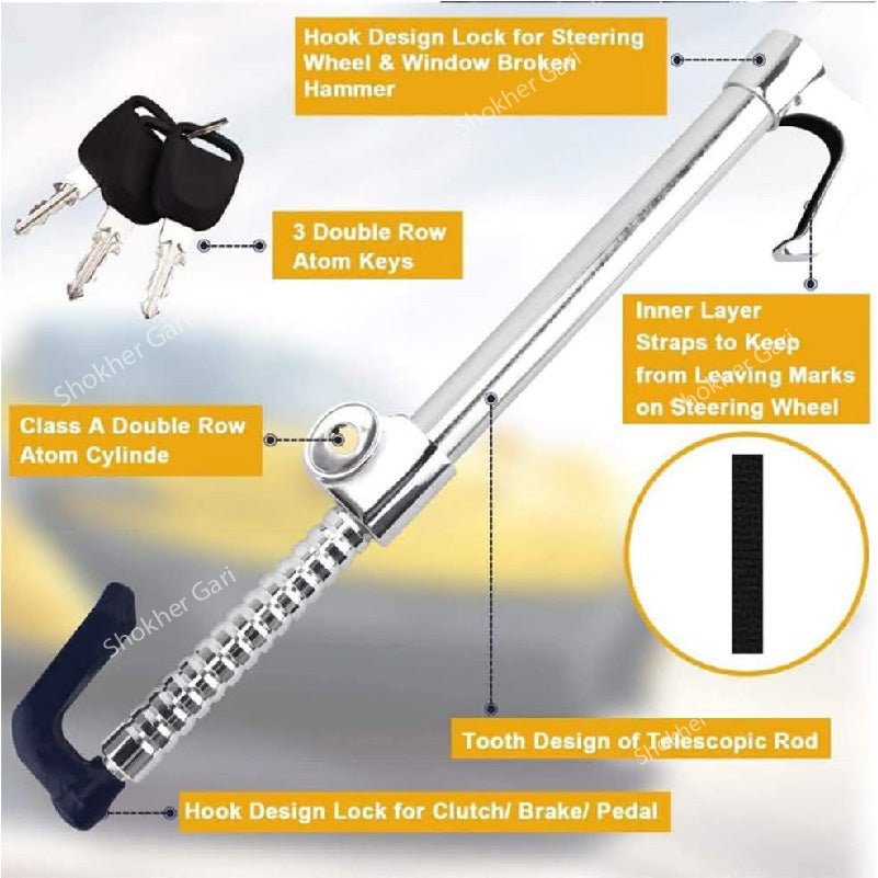 Universal Steering Wheel Brake Lock Anti-Theft Security for Cars