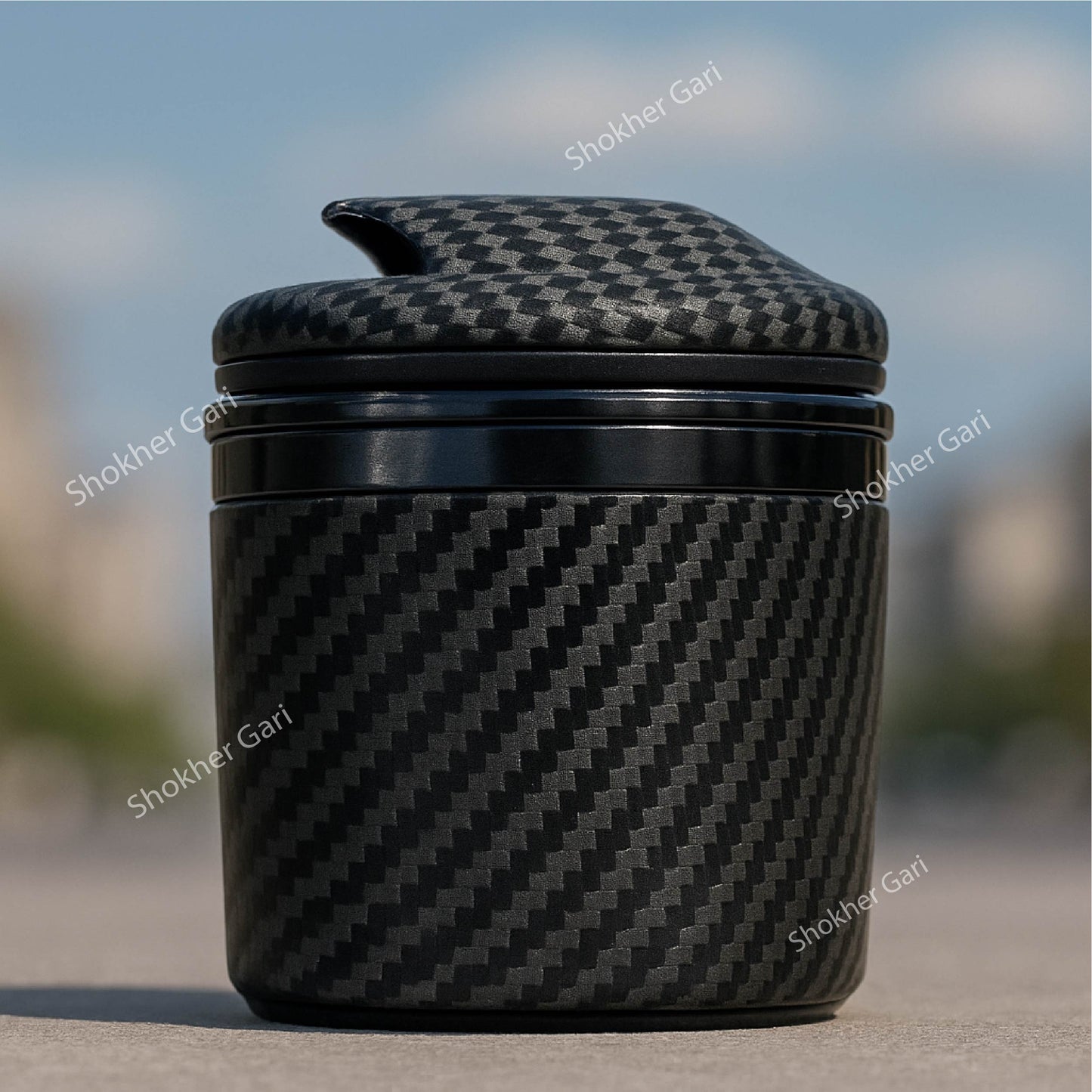 Portable BMW Mini Ashtray Carbon Fiber LED Ashtray-1