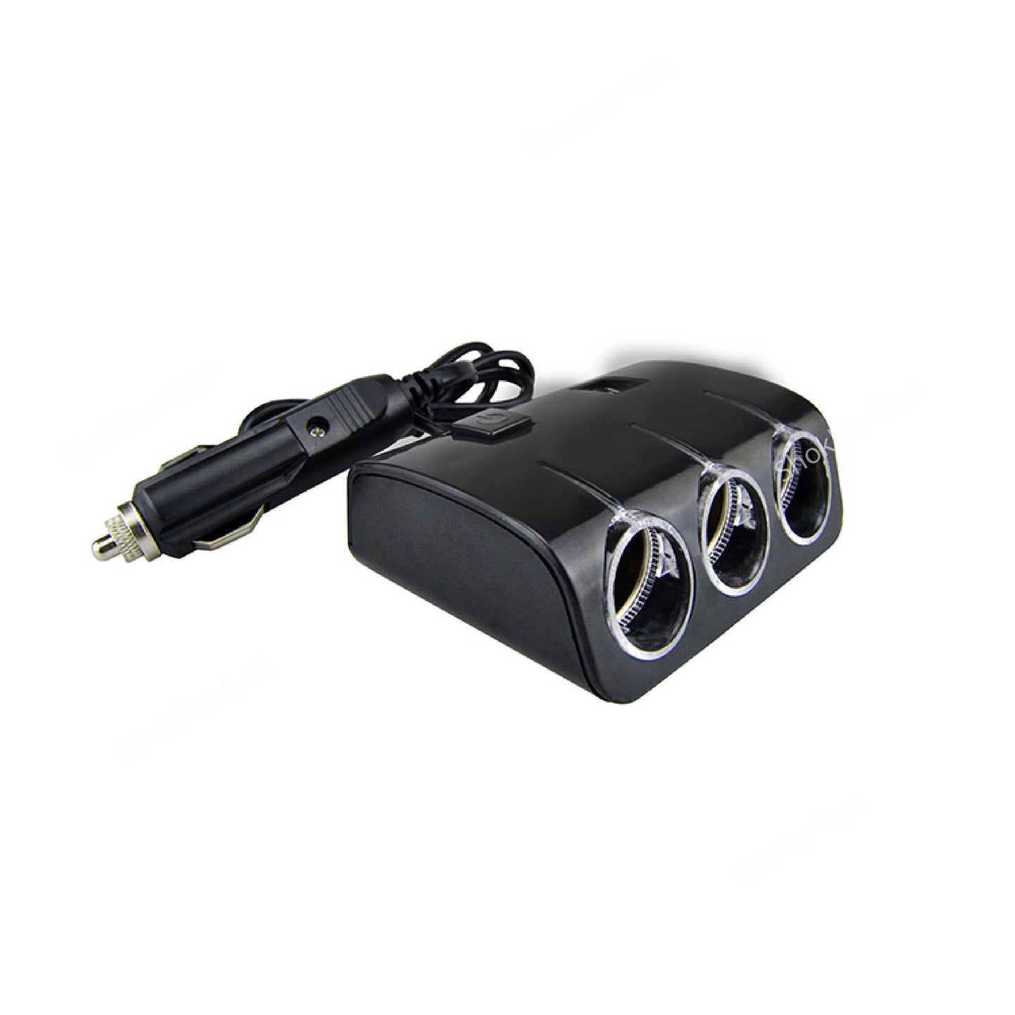 Dual USB Port 3 Lighter Socket Fast Charging Car Charger Adapter - Black image