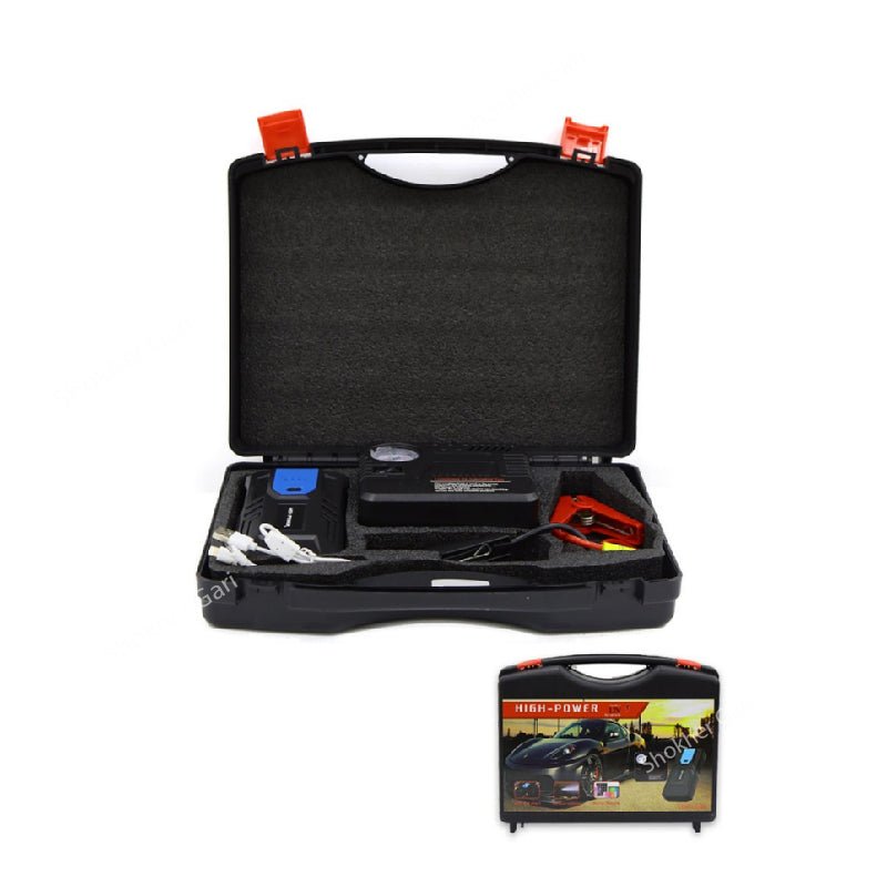 98800 mAh 12V Car Emergency Jump Starter Power Bank & Air Compressor Kit For Vehicles H33 - Plastic Case / Blue