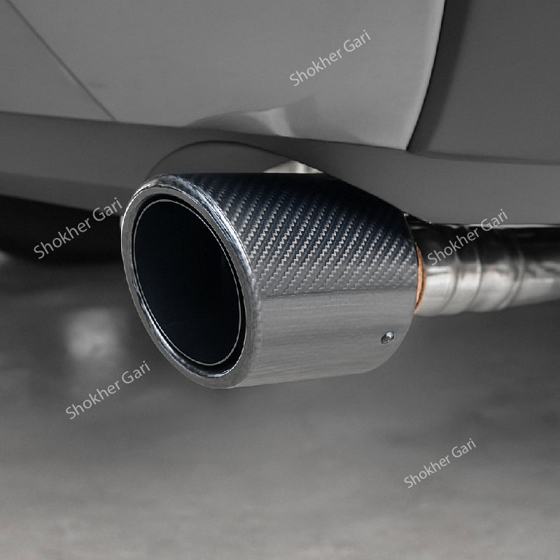 Car Universal Carbon Fiber Print Exhausted Muffler Tip - Straight image
