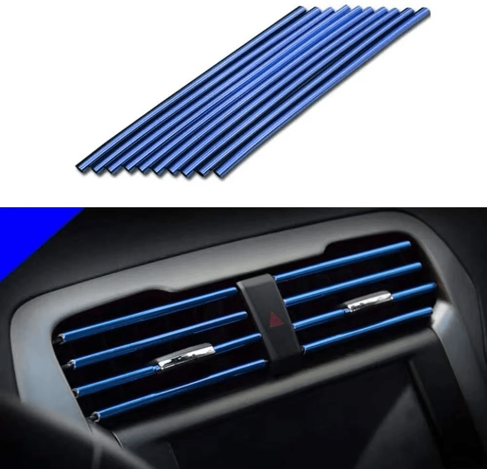 10 pcs set 20 cm Pipe Car AC Vent Blade Strip - Blue image