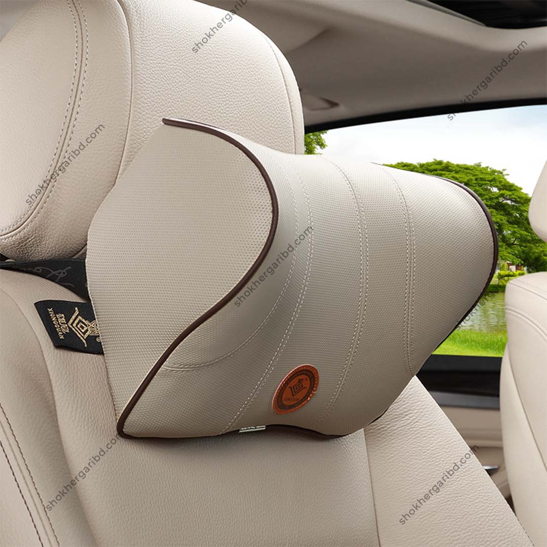 Premium Car memory foam Artificial Leather support Neck Pillow