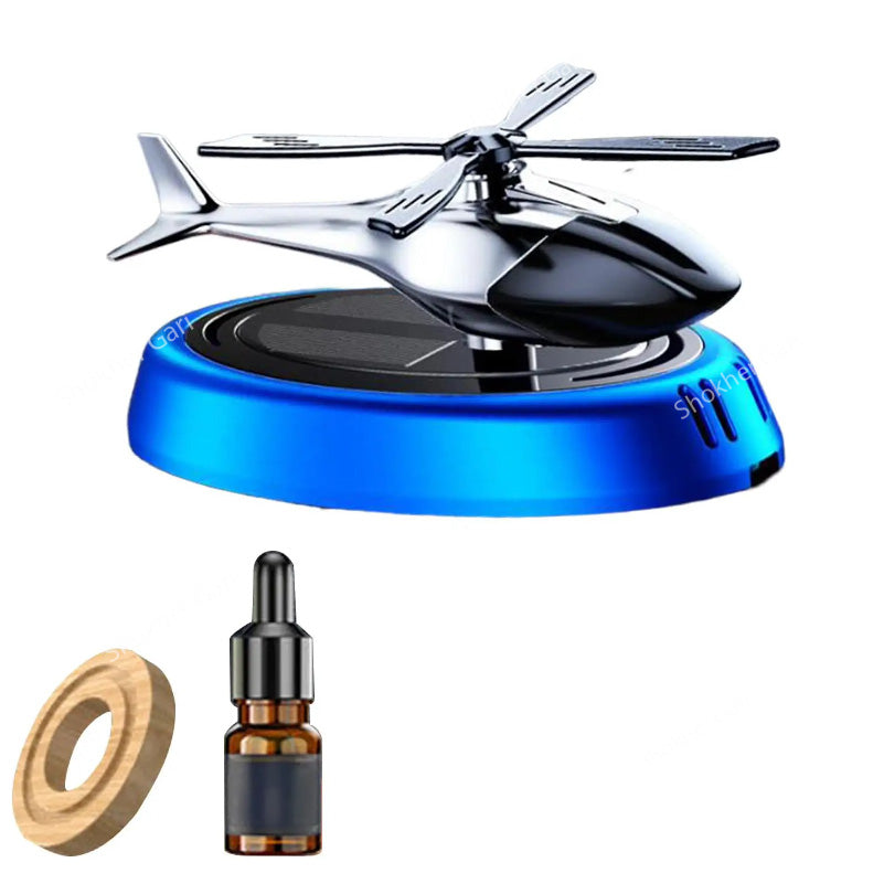 Car Solar Helicopter Air Freshener Autorotation - Car Dashboard Showpiece And Perfume - Blue image