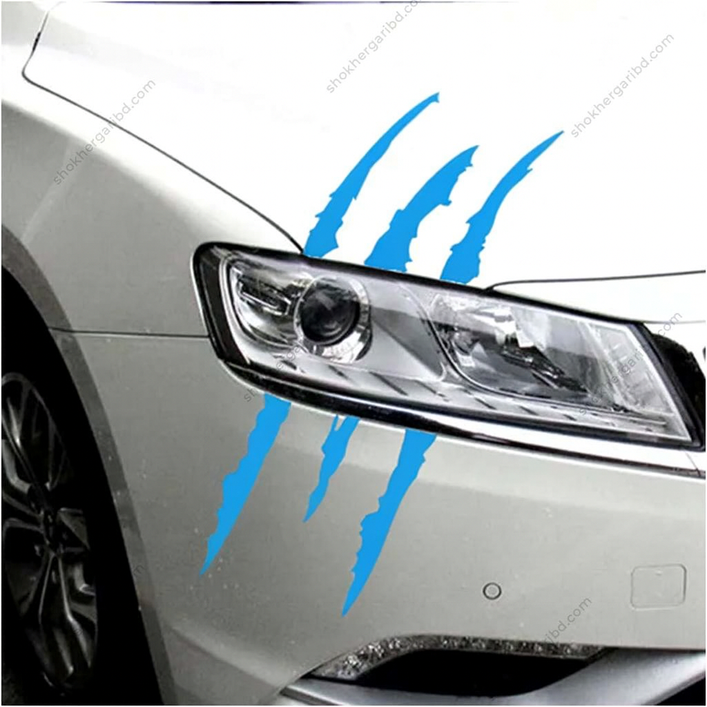 2pcs Claw Marks Sticker For Car Headlight - Blue image