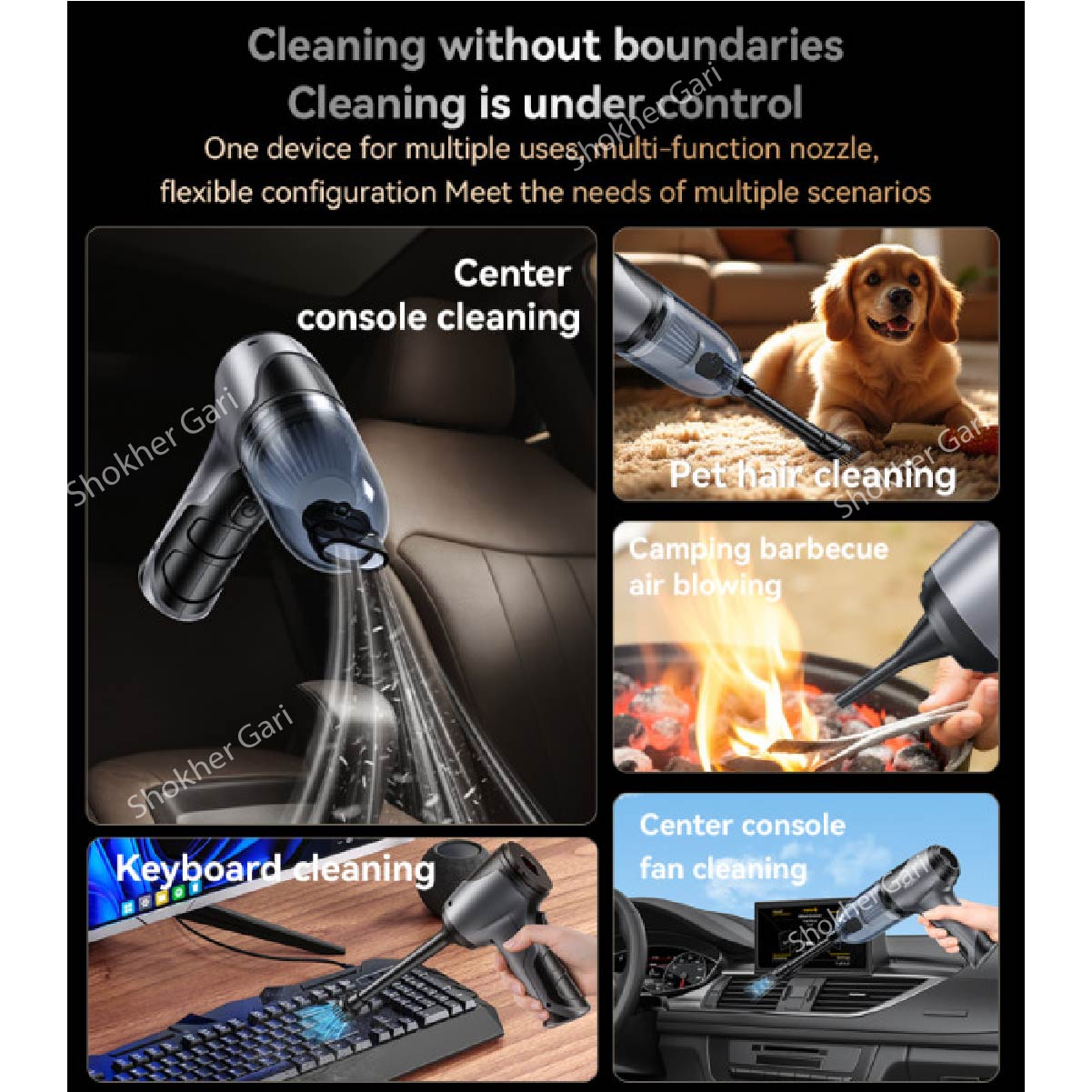 VC08 4000mAh Blowing And Suction 2-in-1 Car Vacuum Cleaner