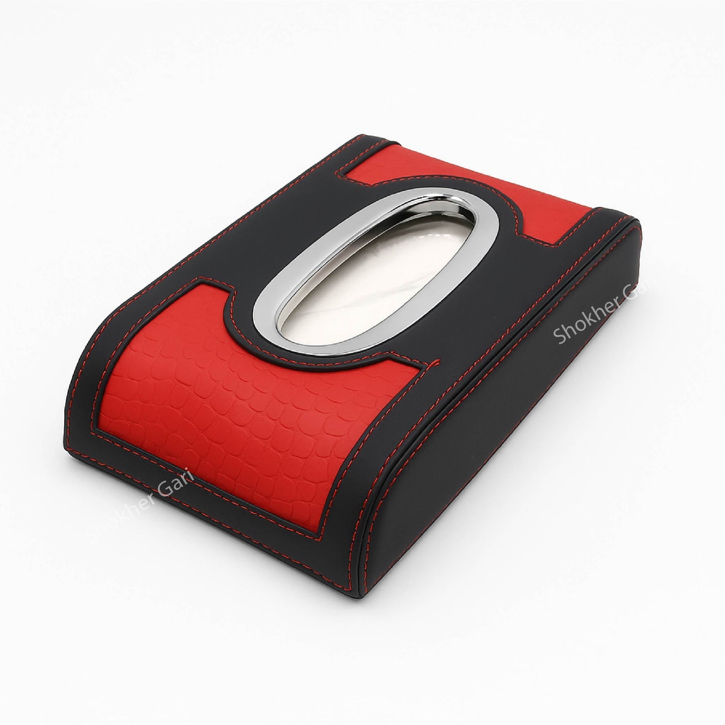 Unique Black Red PU Leather Tissue Box