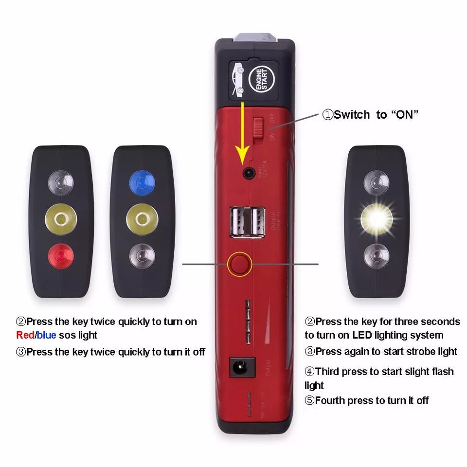 30000 MAh Best Portable Jump Starter 12V Emergency Backup Power Bank Car Battery