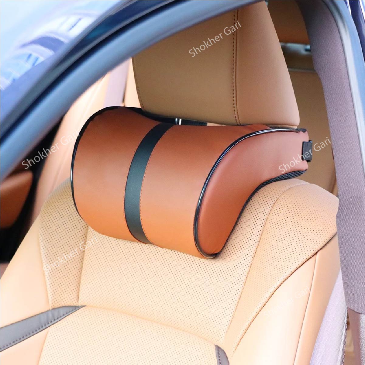 Car U-Style Seat Headrest Travel Rest Neck Pillow - Brown image