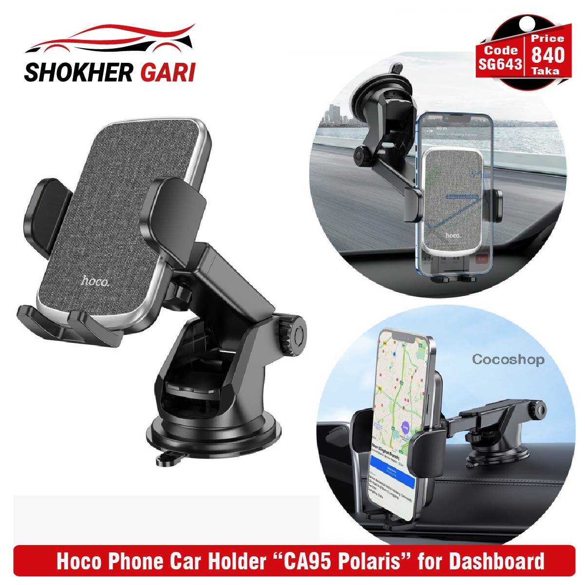 Hoco Phone Car Holder “CA95 Polaris” for Dashboard image 0