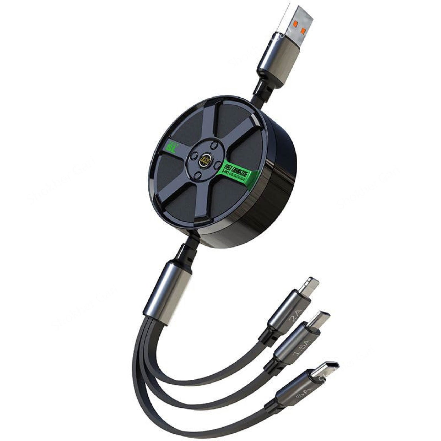 1 meter Cable Fast Charger Cord 3 in 1 - Black image