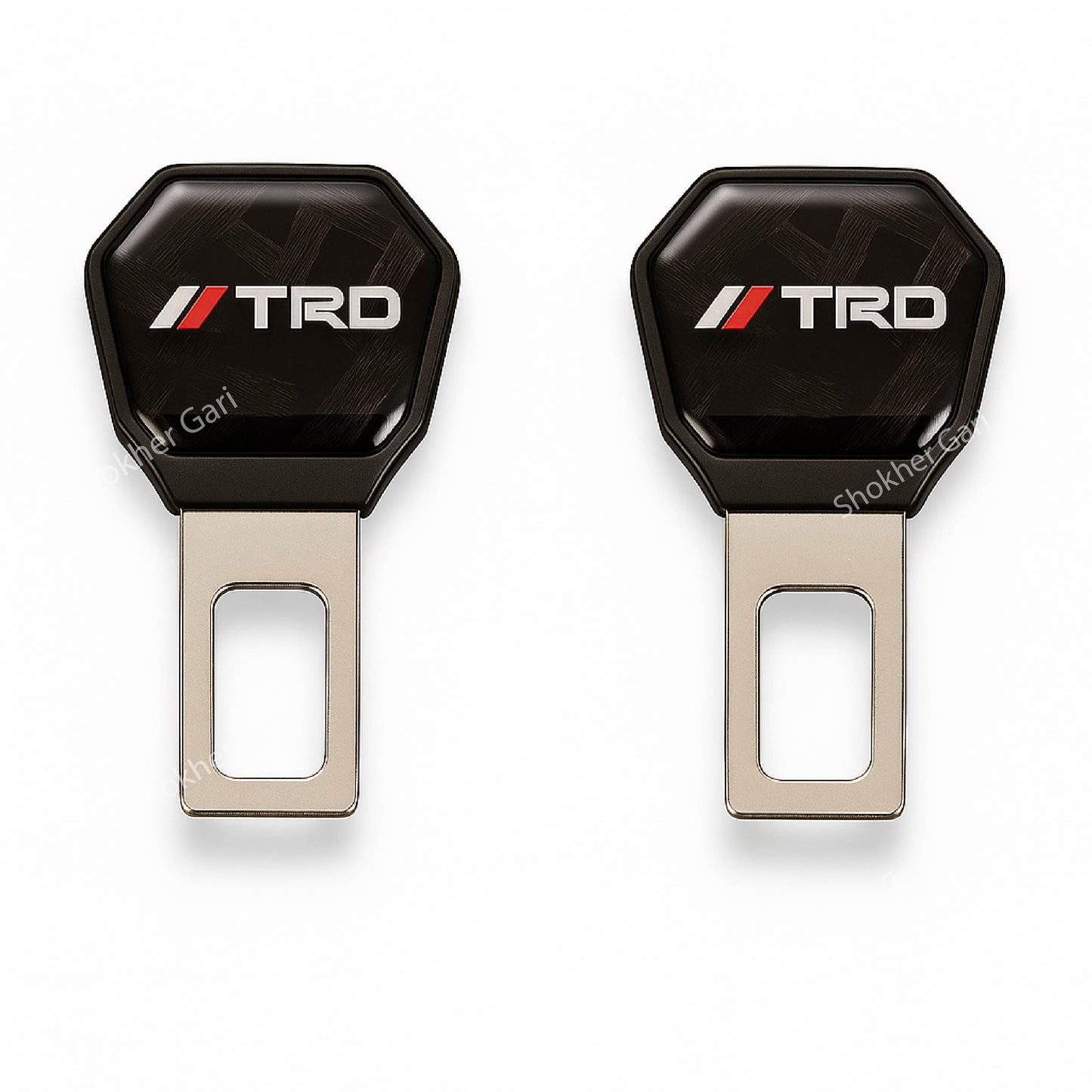 Car Metal Carbon Style Seat Belt Clip 2pcs - TRD Two image