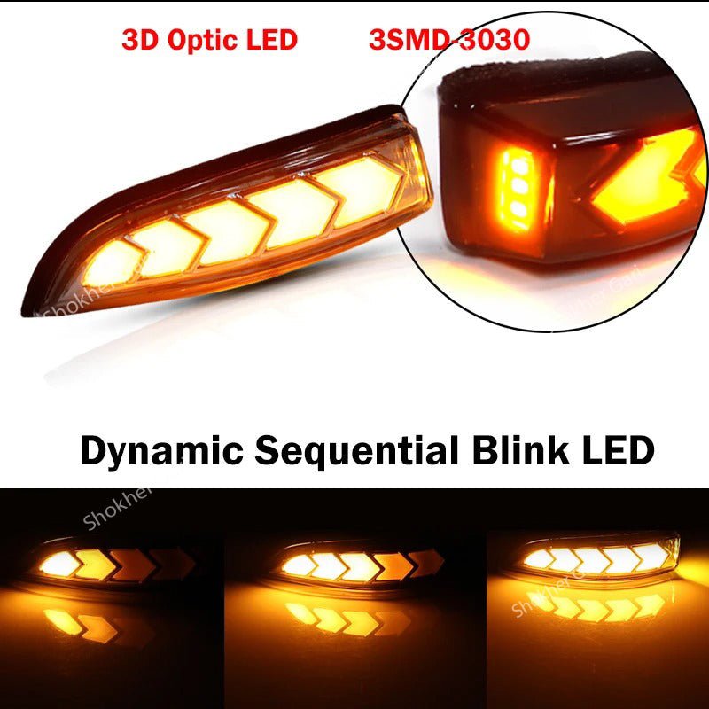 2pcs LED DRL Side Mirror Dynamic Turn Signal Light Lamp