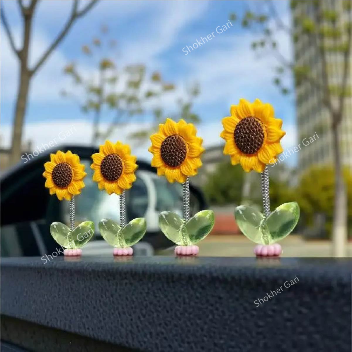 5 Pcs set Cute Shaking Sunflower Car Decor Funny Dashboard