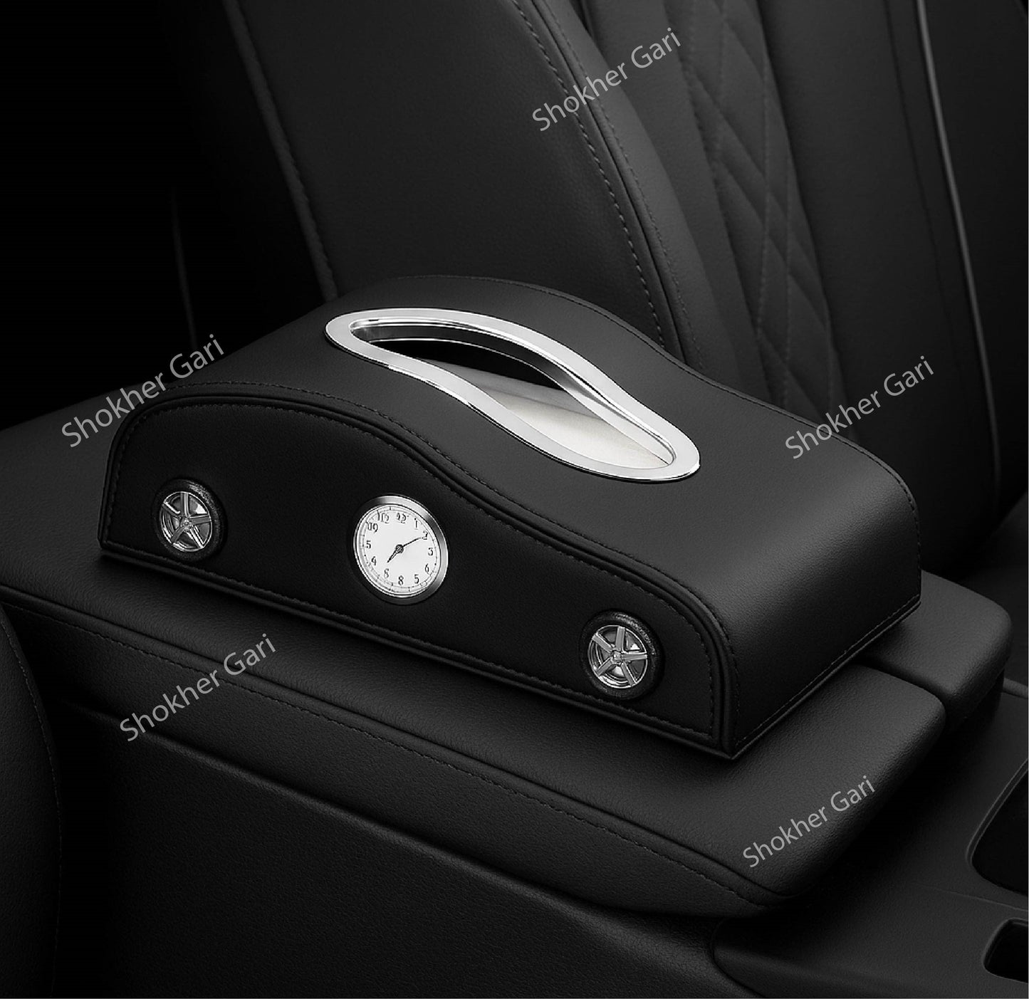 Car Shape Tissue Box with Clock (Copy) - Black image