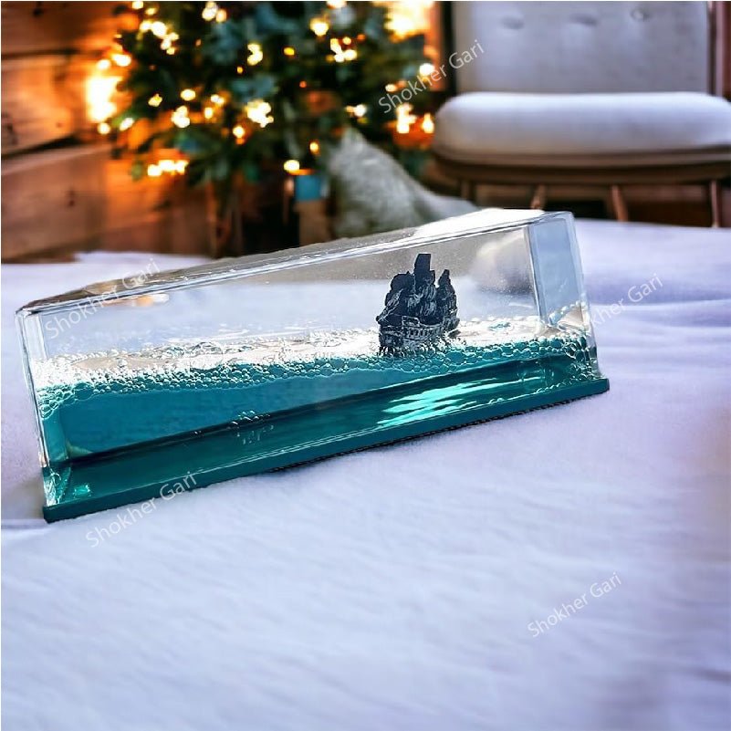 Green Wave Pirate Ship Car Dashboard showpiece