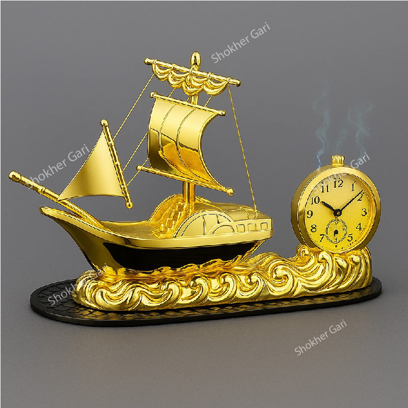 Luxurious Dashboard Boat Showpice-Perfume With Clock image 2