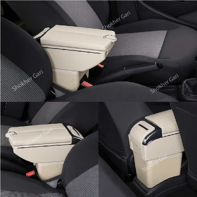 Car Universal Armrest Box Double Doors Open USB Console Box(3 colours)