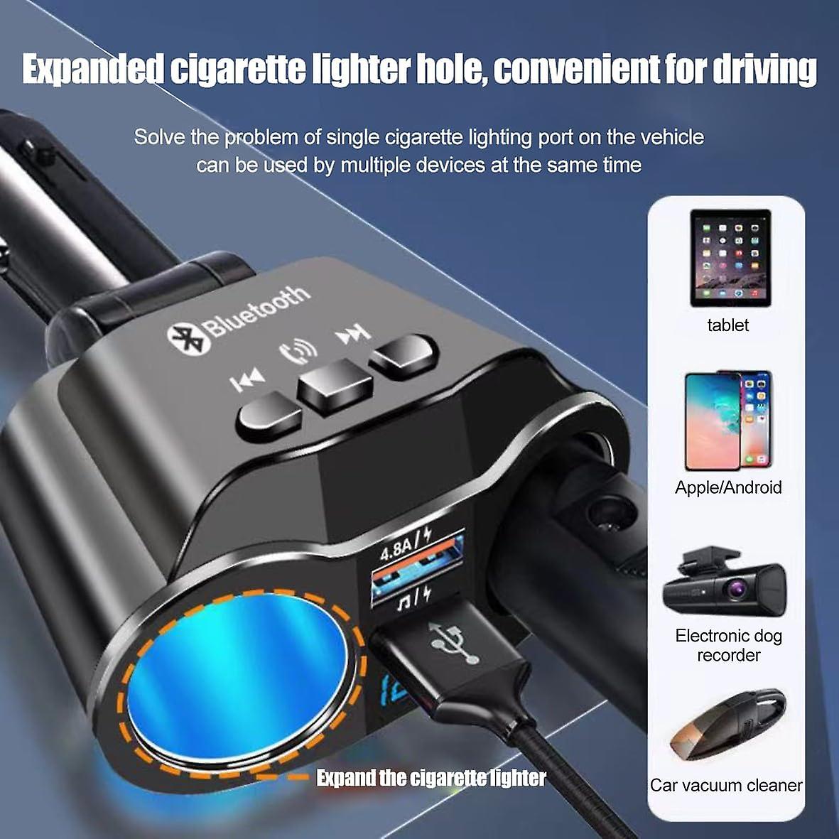 Car Fast Charger And Bluetooth Transmitter - 4 In 1 Bluetooth Car Adapter