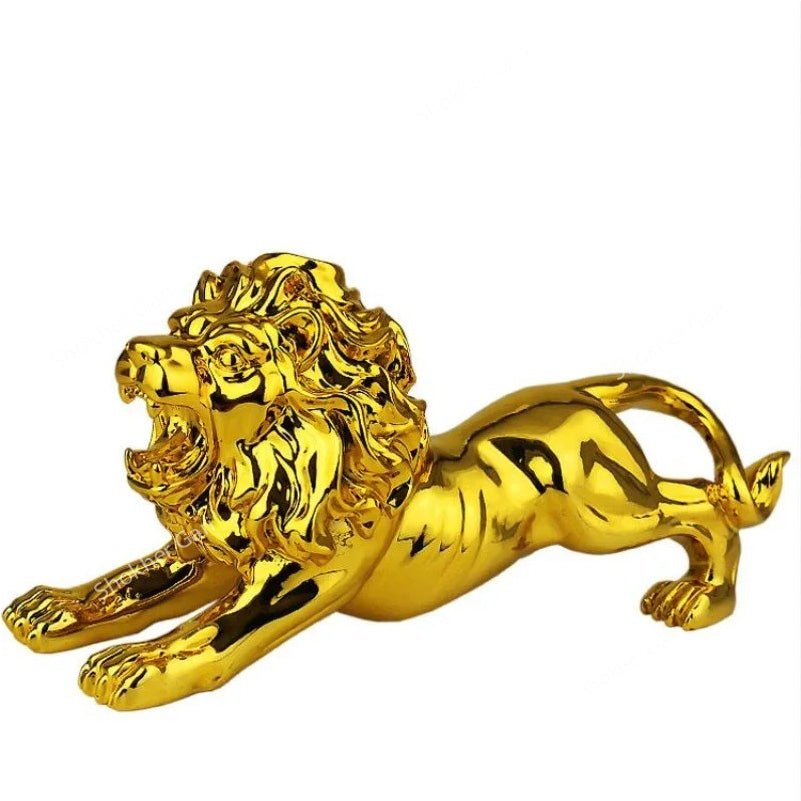 Metal Gold Plated Lion Showpiece For Car Dashboard Decoration