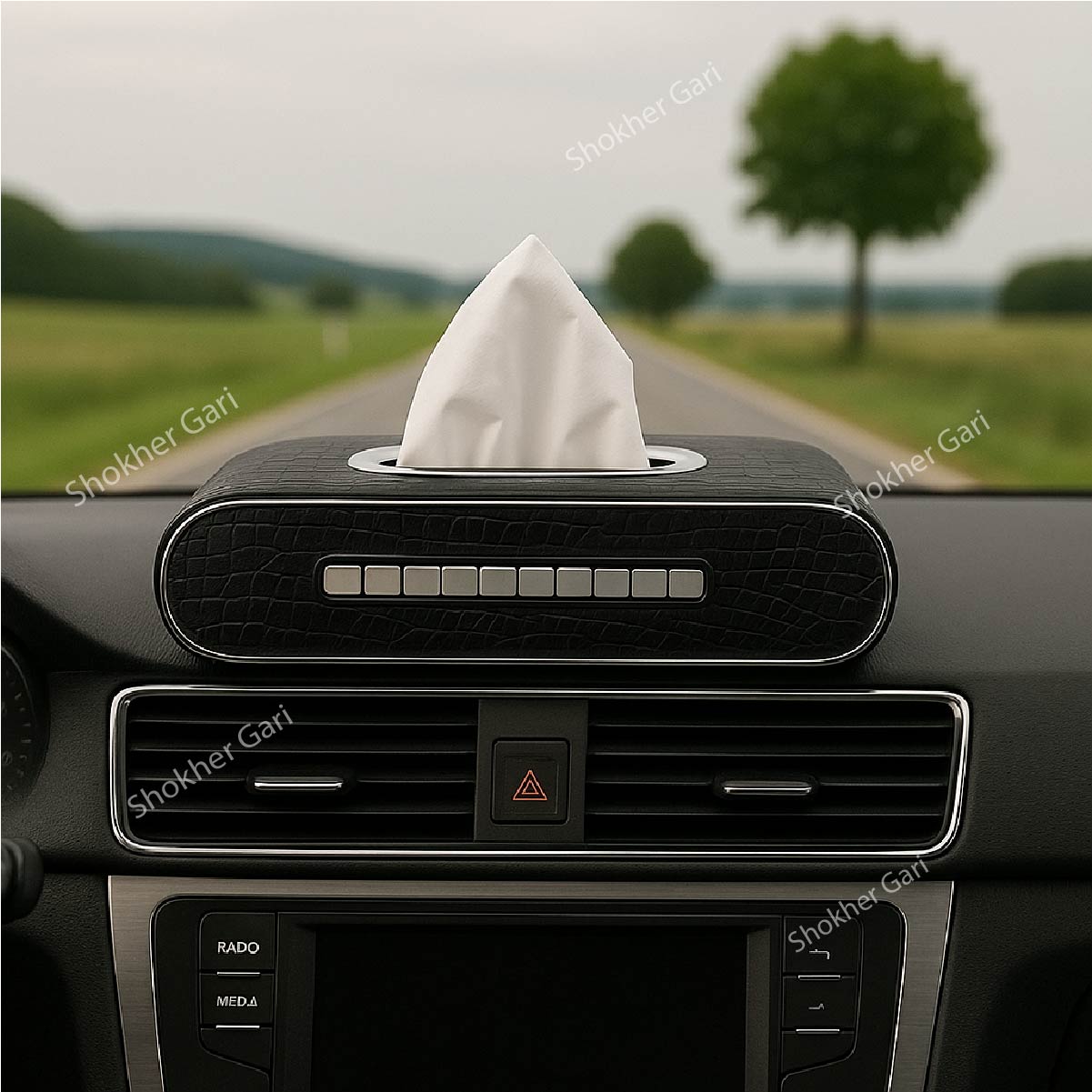 Crocodile Car Tissue Box with Number Plate - Black image