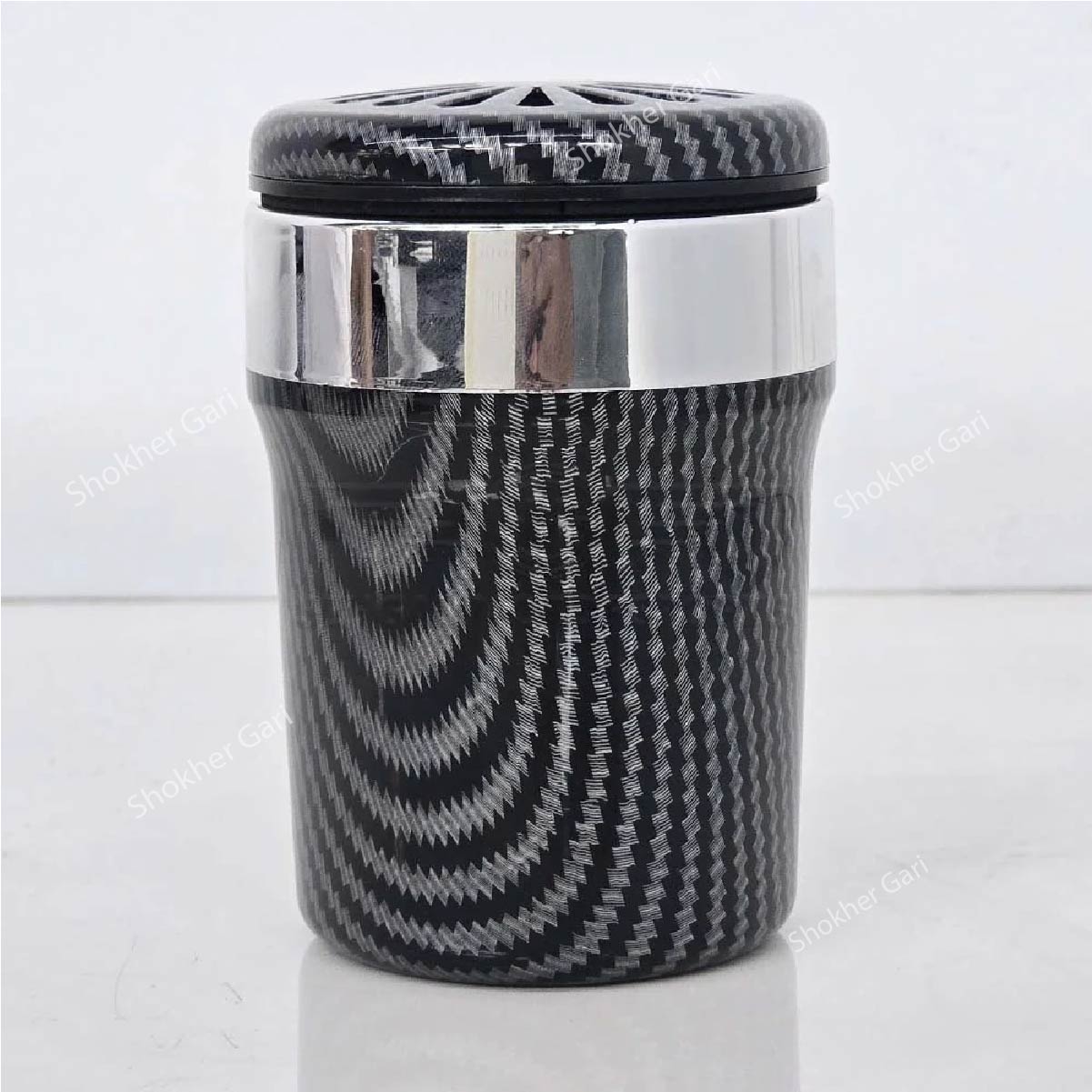 Car Ashtray Carbon Fiber Portable Ceramic (With LED)