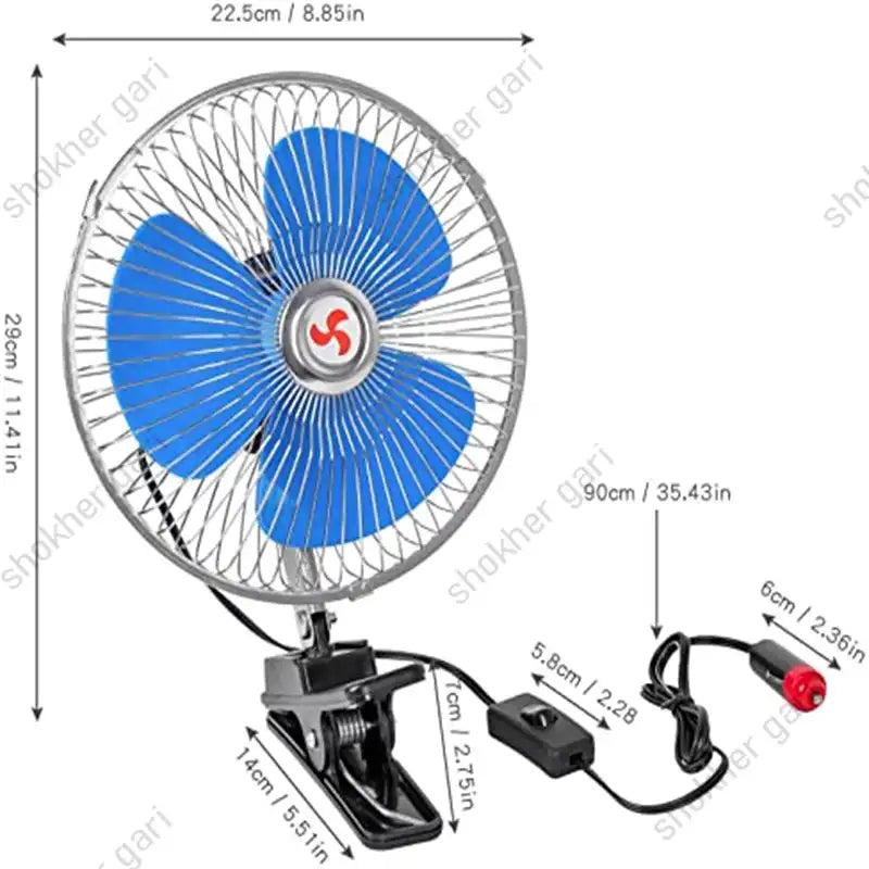 8 Inch Low Noise Clip System blue Electronic Cooling Fan 12V