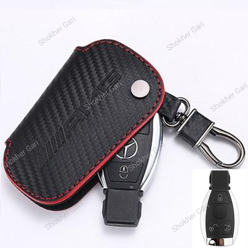 Car Mercedes Benz Pu leather Carbon Key Cover Case Bag