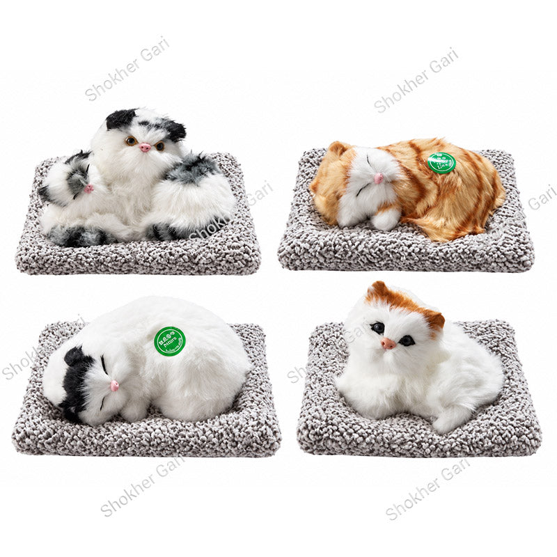 Car Dashboard And Office Sleeping Cat Plush Toy With Press Simulation Sound