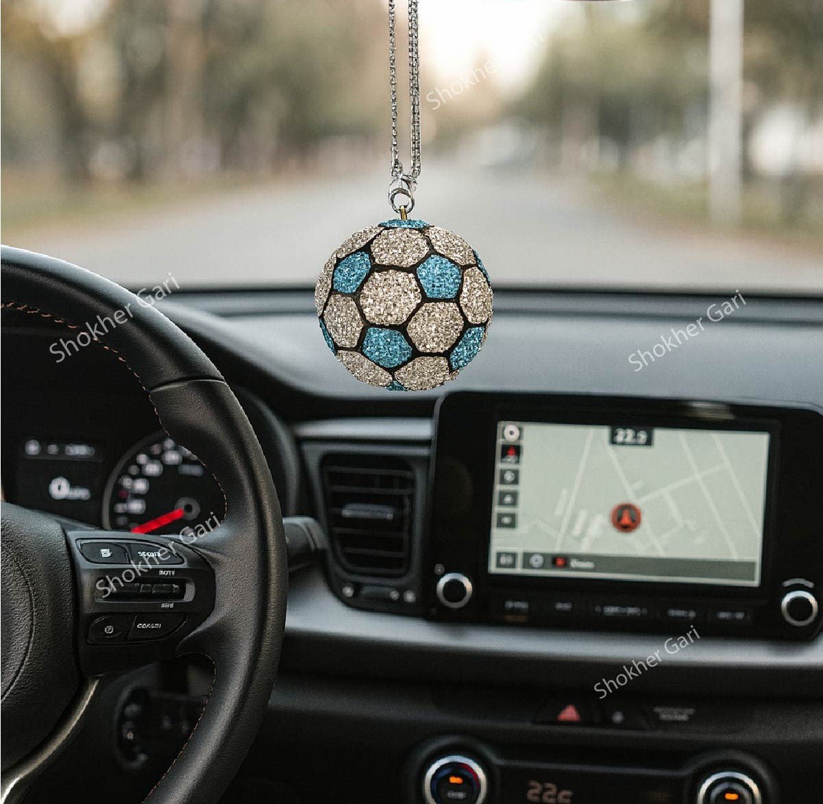 1Pcs Stone Hanging Football Car Showpiece For Mirror