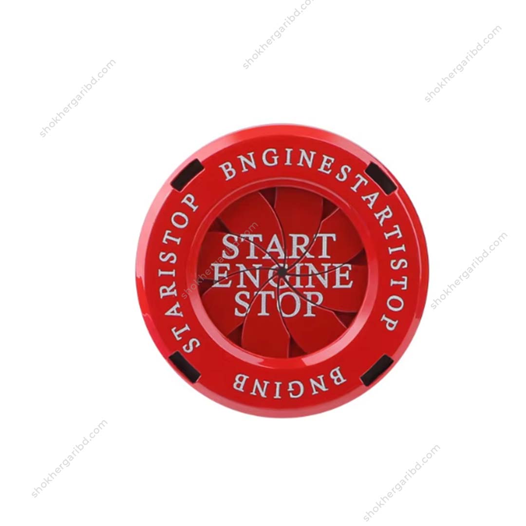 Car Round Engine Start Stop Button Cover - Red image