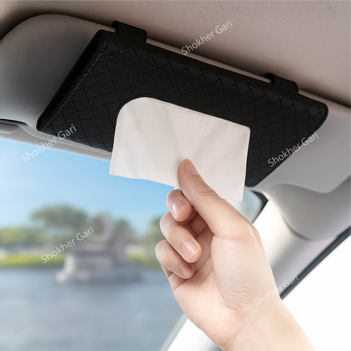 LUXURY CAR SUNVISOR TISSUE BOX - Black image