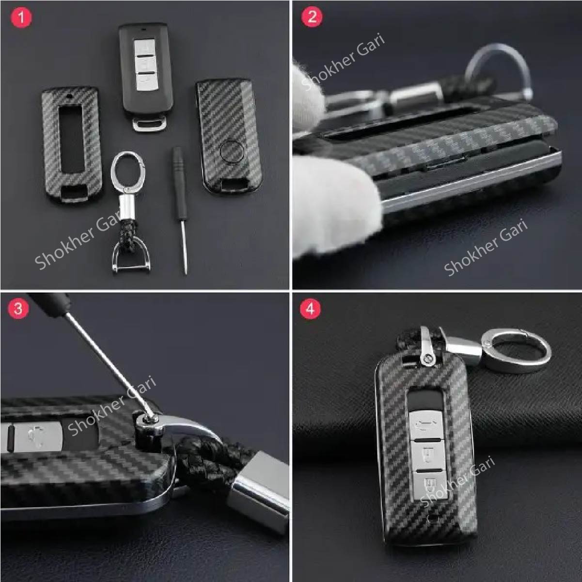 M/Y Carbon Fiber Remote Cover for Mitsubishi Outlander, Eclipe cross, Lancer image 2
