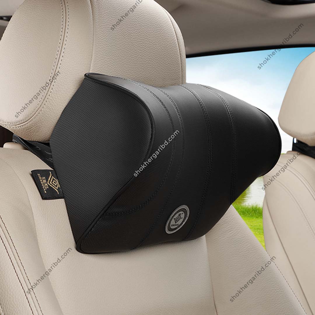 Premium Car memory foam Artificial Leather support Neck Pillow