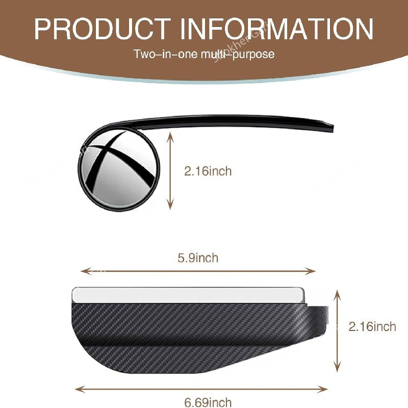 2 PCS Car Rearview Mirror with Rain Eyebrow