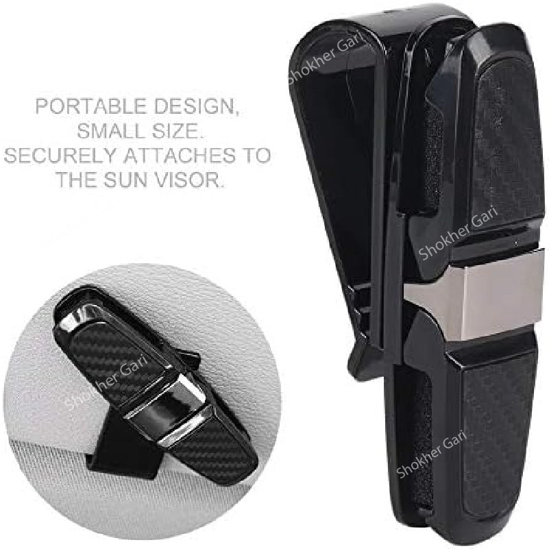 Carbon Fiber Pattern Car Sun Visor Sunglass Holder image 4