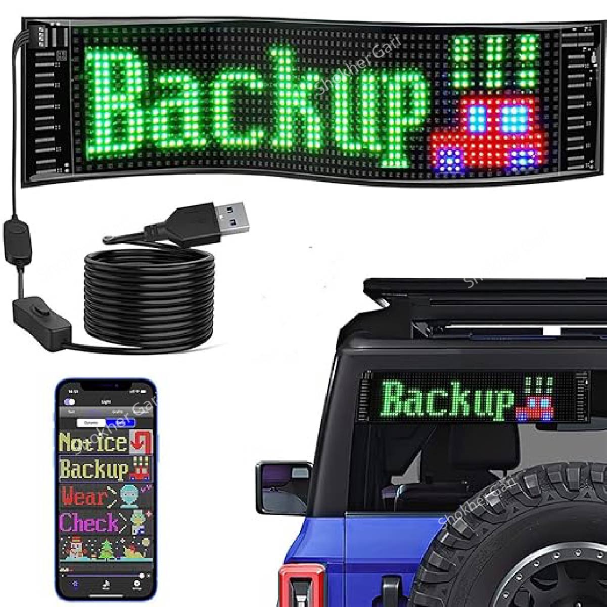 LED Car Sign Panel App & Remote Flexible Display
