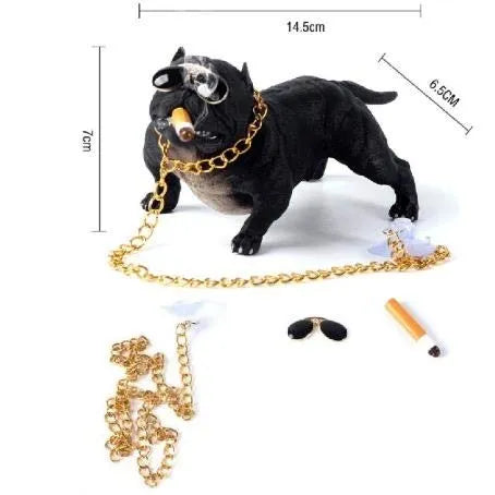 Attractive Car Dashboard Bulldog Smoker with Golden Chain Showpiece image 2