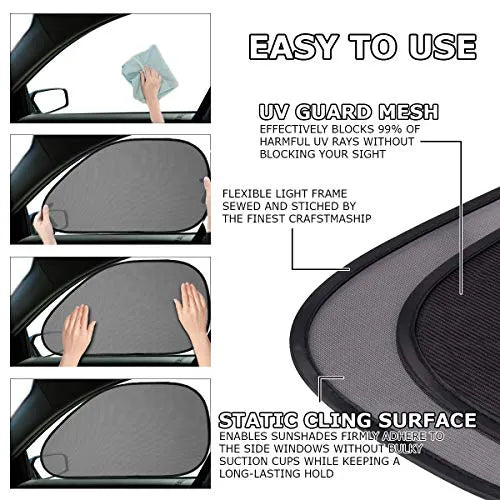 Sun Shades for Maximum Solar Safety-2pcs Black Car Side Window Sun Visors for Anti UV image 3