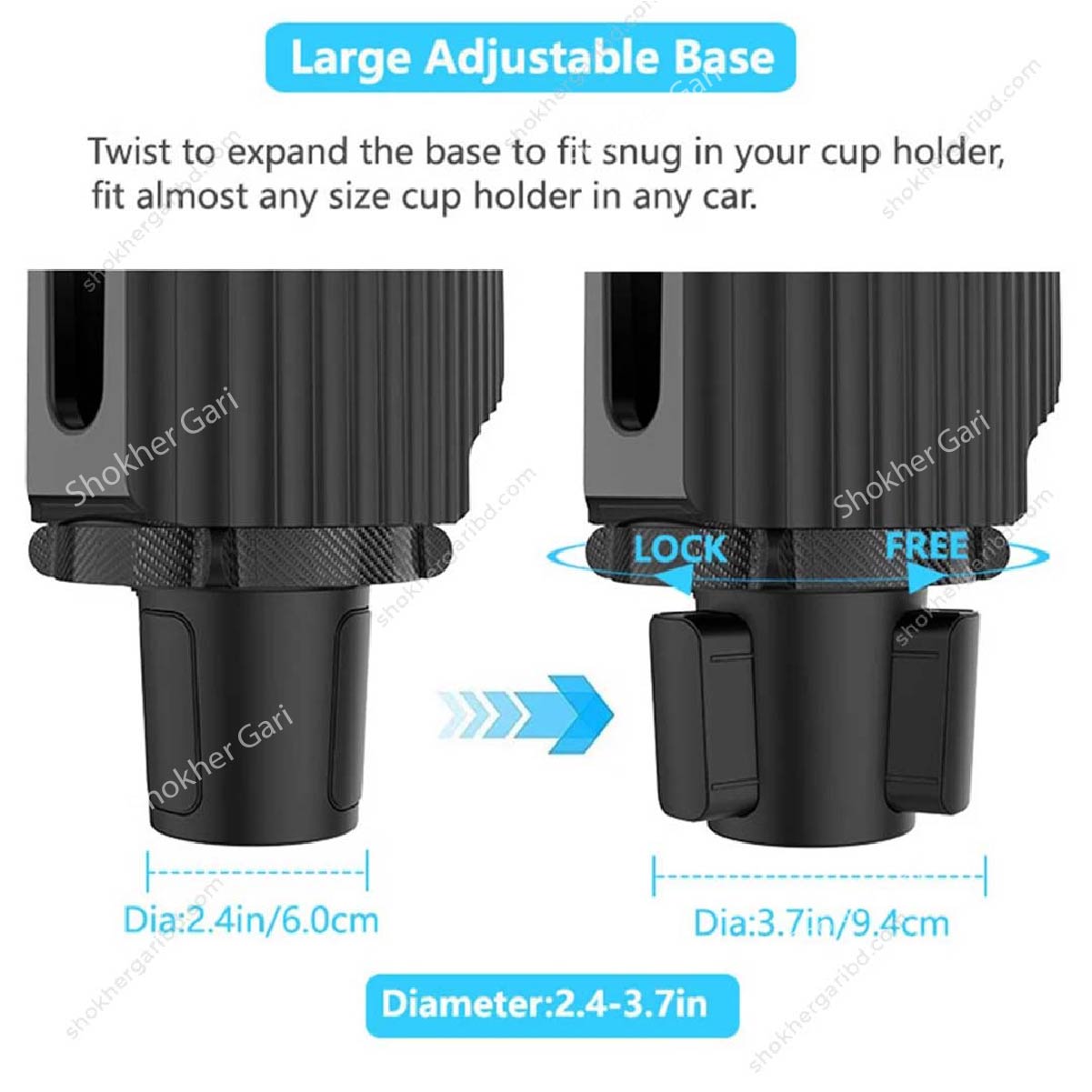 3 in 1 Car Cup Holder Phone Mount Stand Adjustable