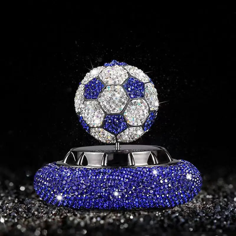Car Dashboard Stone Football Solar Perfume & Showpiece (2 in 1) - Blue image