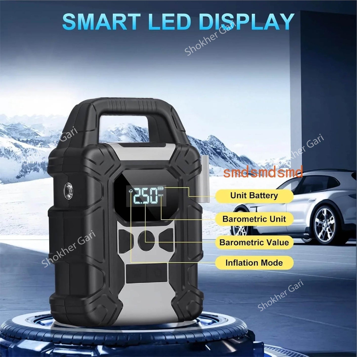 Digital Tire Inflator - Portable Air Compressor image 2