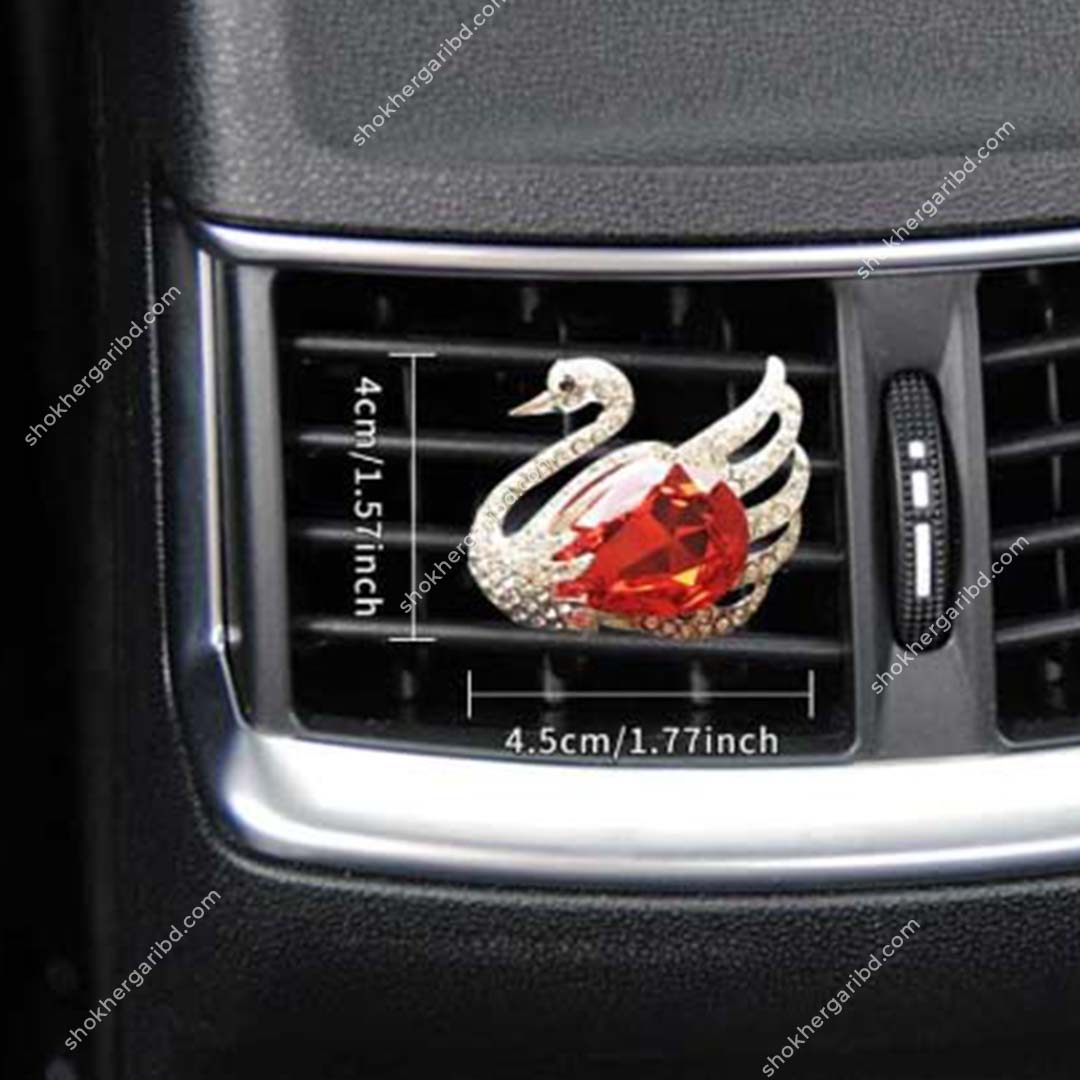 2 Pcs set Car Air Outlet Clip AC Perfume Rhinestone Decor Swan Design