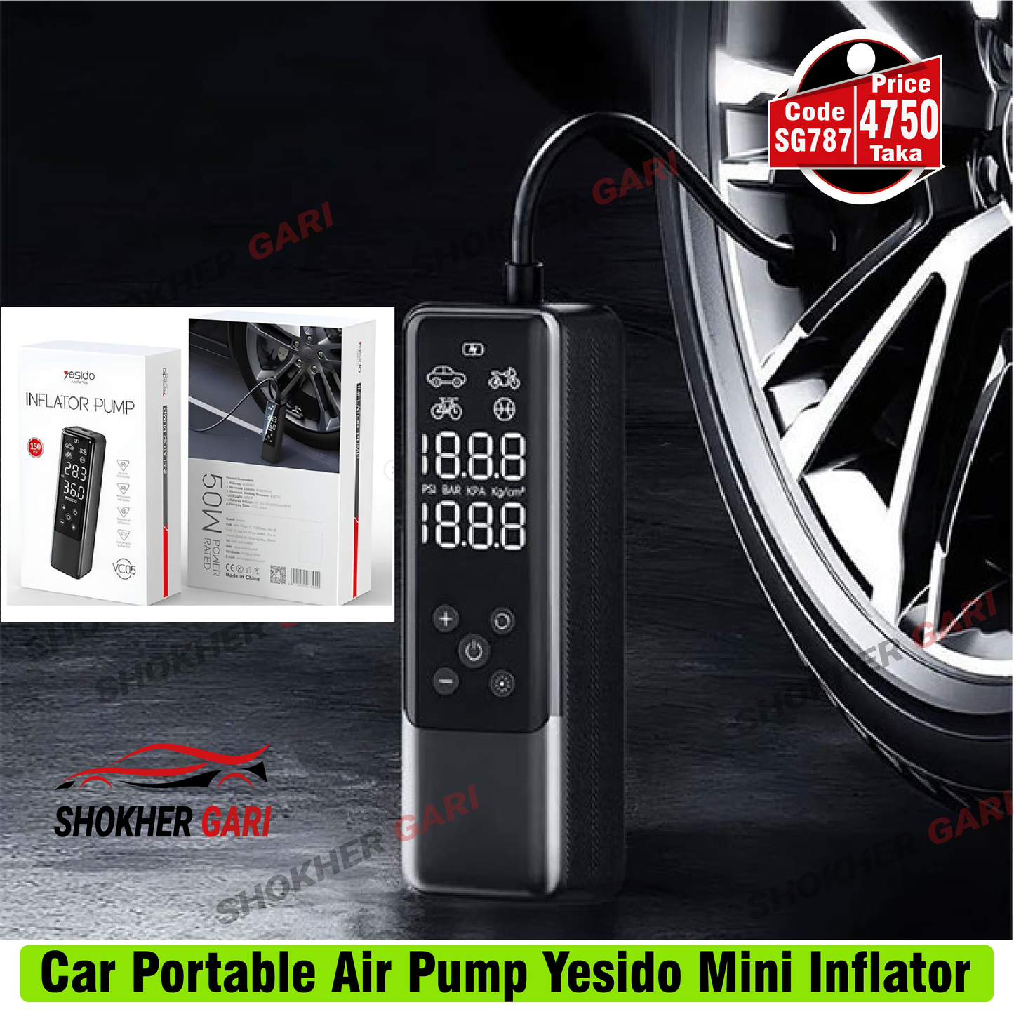 Car Portable Air Pump Yesido Mini Inflator