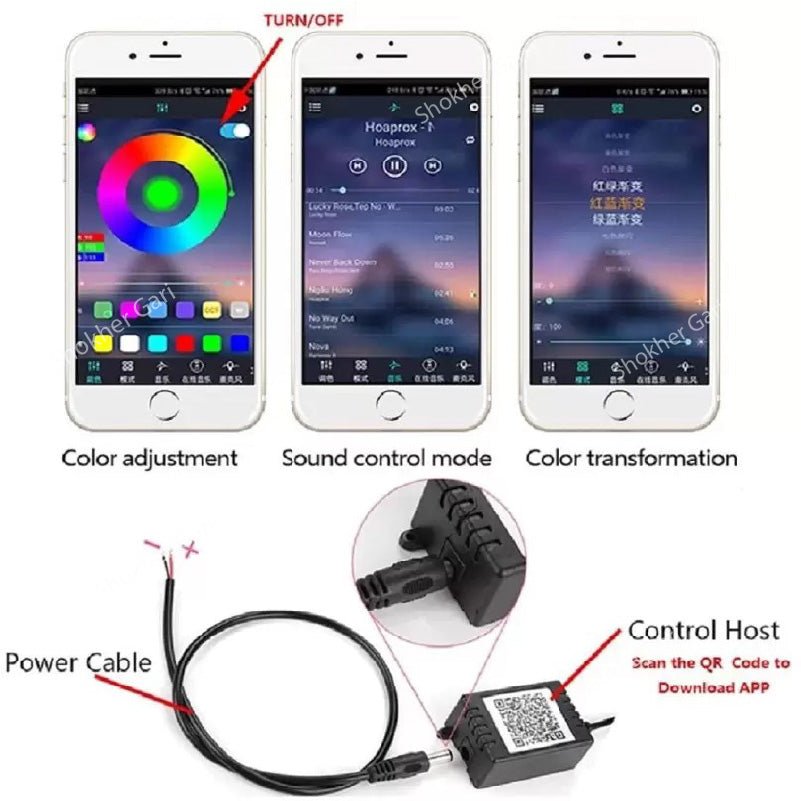 Car Interior Ambeint Stripe Light - RGB Interior Decorative Light (App Controlled) 20 Feet