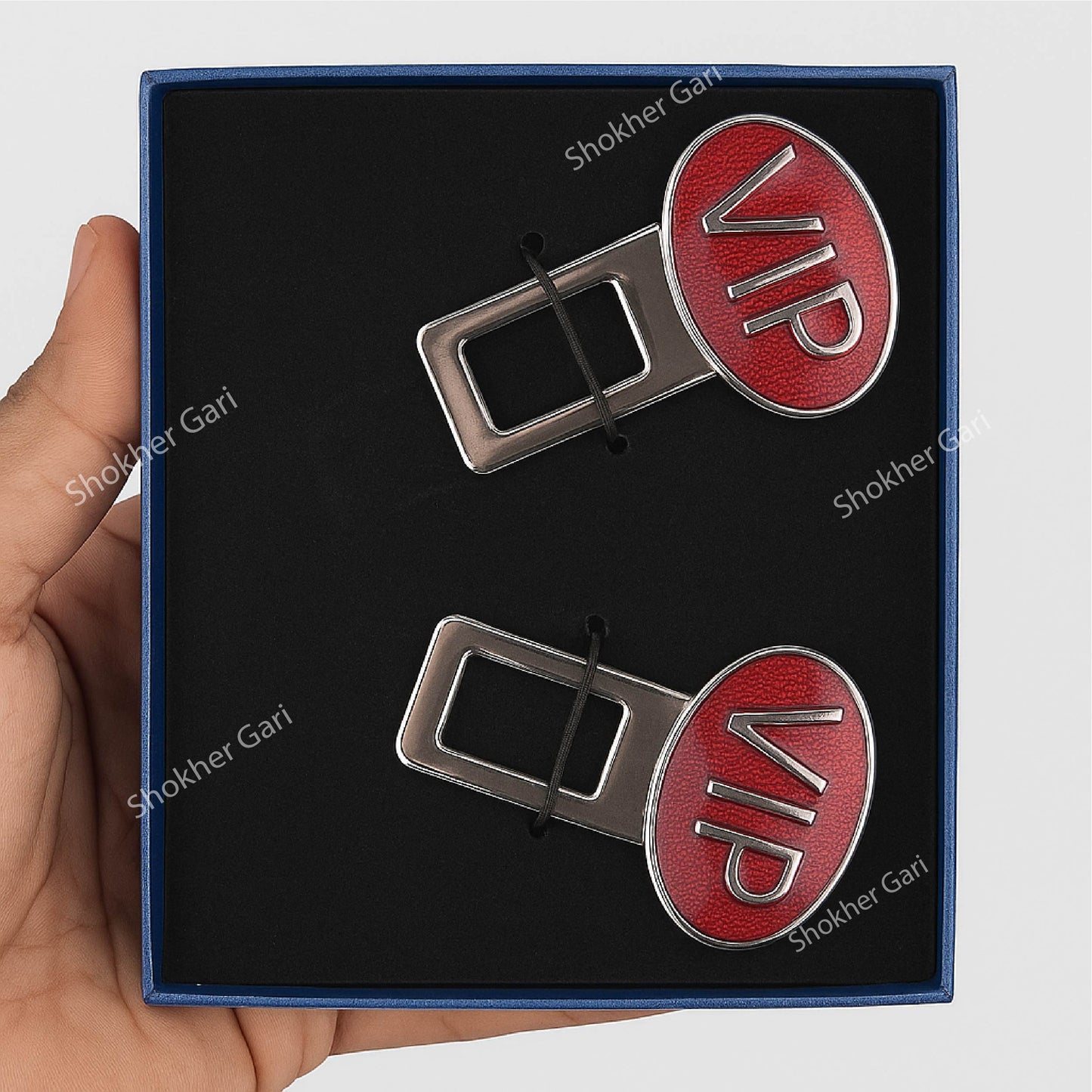 Car Seat Belt Clip Metal Toyota Red With Logo 2 pcs