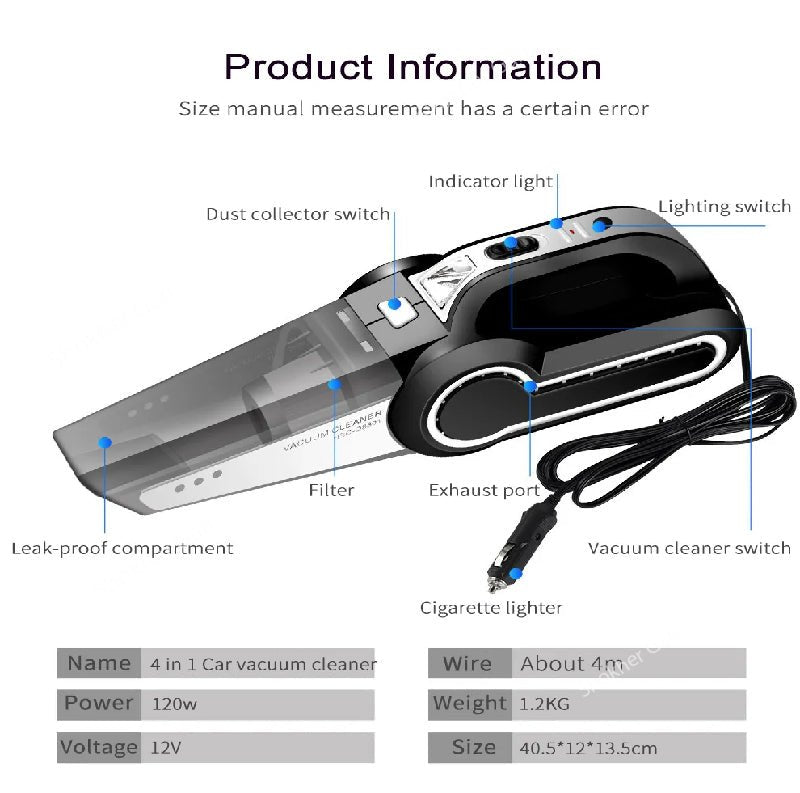Rechargeable Vacuum Cleaner 120W 12V